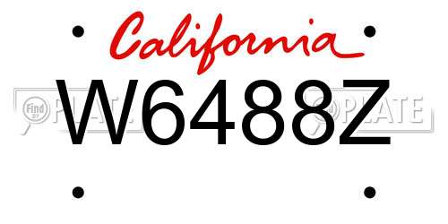 W6488Z California License Plate