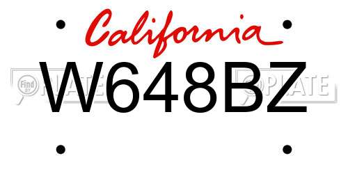 W648BZ California License Plate