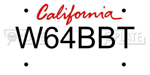 W64BBT California License Plate