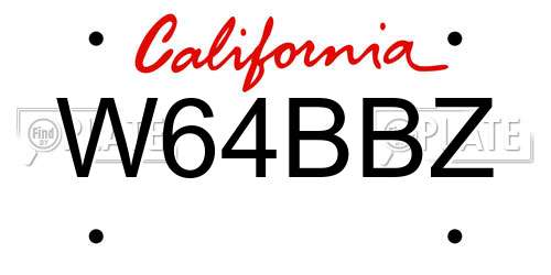 W64BBZ California License Plate