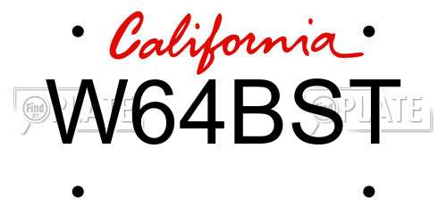 W64BST California License Plate