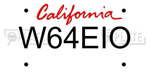 W64EIO California License Plate
