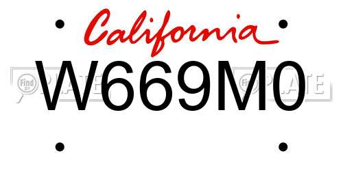 W669M0 California License Plate