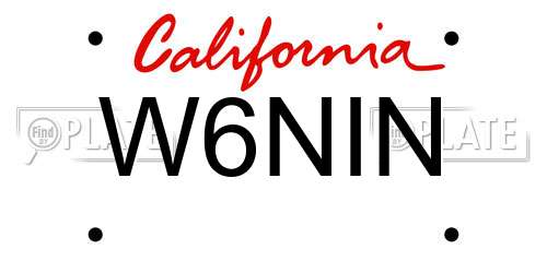 W6NIN California License Plate