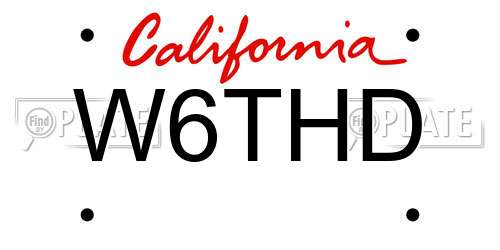 W6THD California License Plate