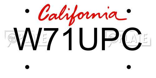 W71UPC California License Plate