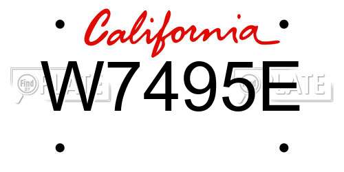 W7495E California License Plate