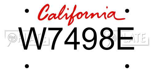 W7498E California License Plate