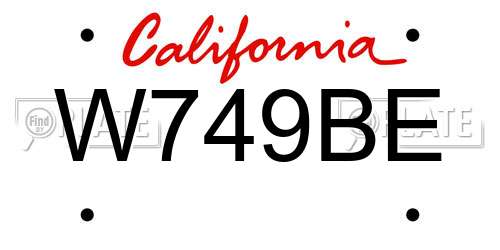 W749BE California License Plate