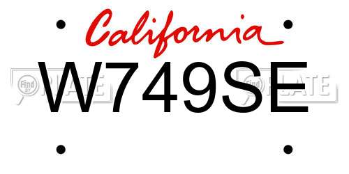 W749SE California License Plate