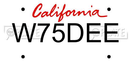 W75DEE California License Plate