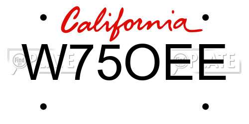 W75OEE California License Plate