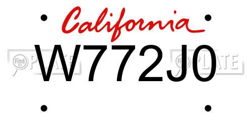 W772J0 California License Plate