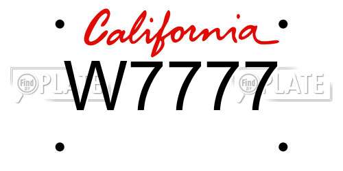 W7777 California License Plate
