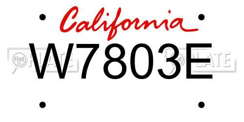 W7803E California License Plate