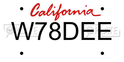 W78DEE California License Plate