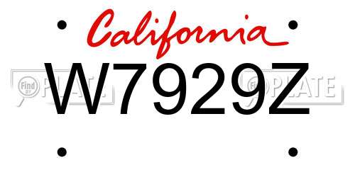 W7929Z California License Plate