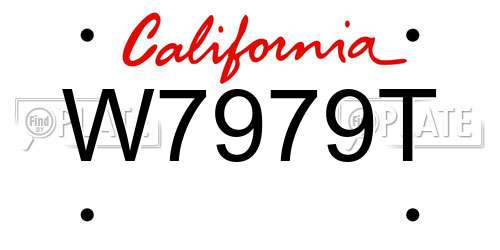 W7979T California License Plate