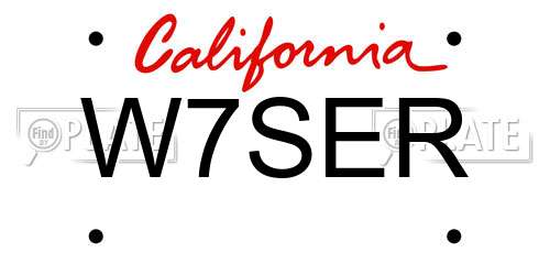 W7SER California License Plate