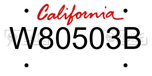 W80503B California License Plate