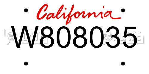 W808035 California License Plate