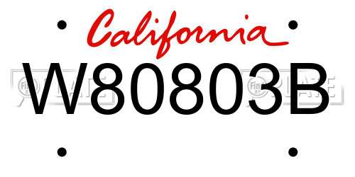 W80803B California License Plate