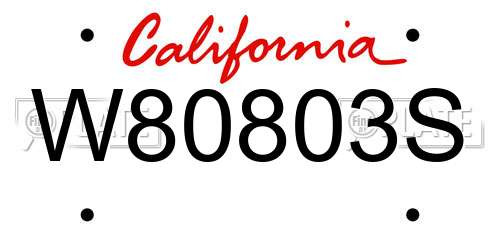 W80803S California License Plate