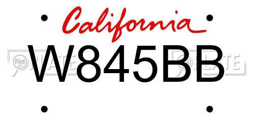 W845BB California License Plate