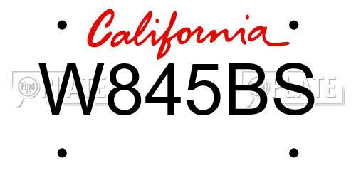 W845BS California License Plate