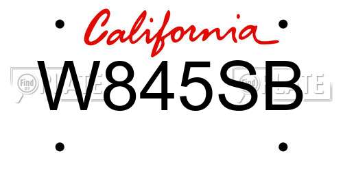 W845SB California License Plate