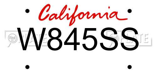 W845SS California License Plate