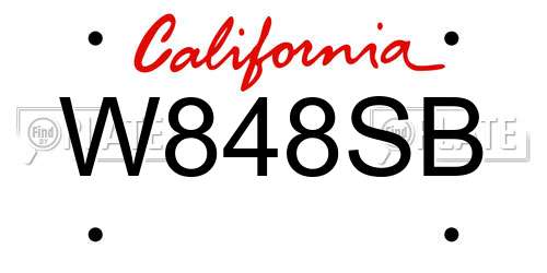 W848SB California License Plate