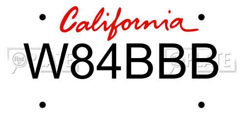 W84BBB California License Plate
