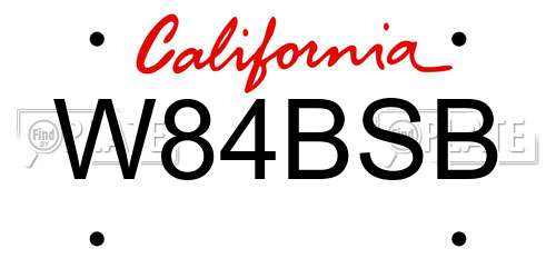 W84BSB California License Plate