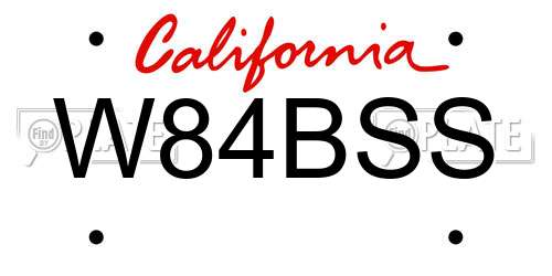 W84BSS California License Plate