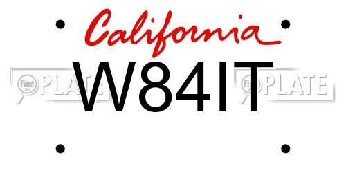 W84IT California License Plate