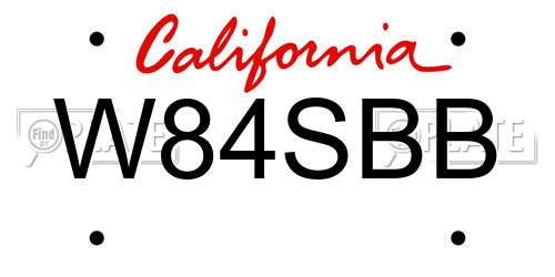W84SBB California License Plate