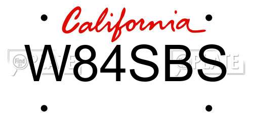 W84SBS California License Plate