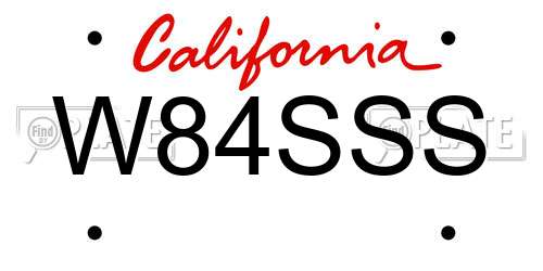 W84SSS California License Plate