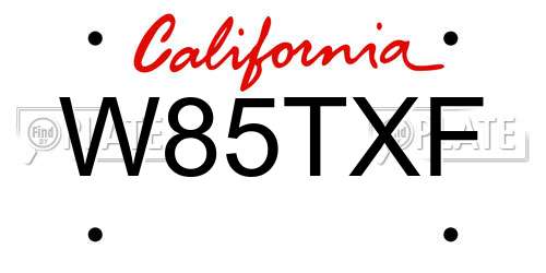 W85TXF California License Plate