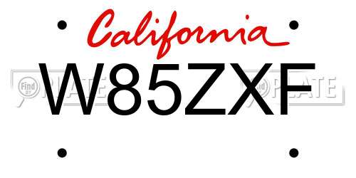 W85ZXF California License Plate