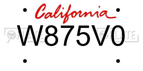 W875V0 California License Plate