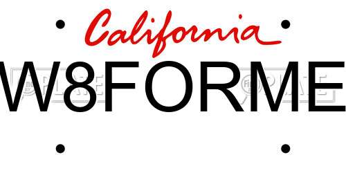 W8FORME California License Plate