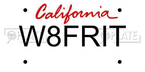 W8FRIT California License Plate