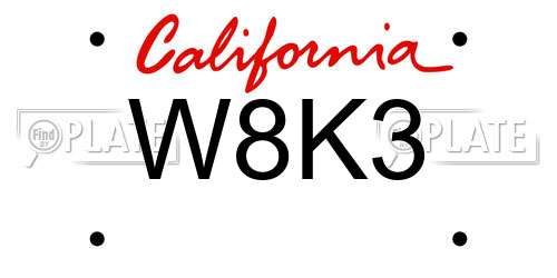 W8K3 California License Plate