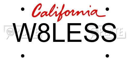 W8LESS California License Plate