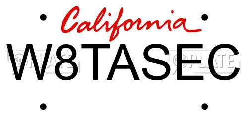 W8TASEC California License Plate