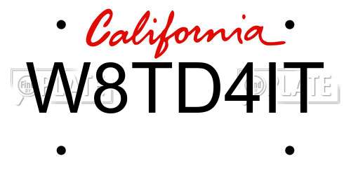 W8TD4IT California License Plate