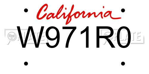 W971R0 California License Plate