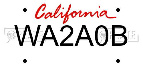WA2A0B California License Plate